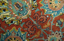 Antique  Style Fine Rust, Blue and Aqua 8x10 Hand Knotted Traditional Serapi wool rug