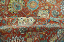 Antique  Style Fine Rust, Blue and Aqua 8x10 Hand Knotted Traditional Serapi wool rug