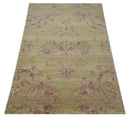 Antique Style Floral Mustard and Purple 3x5 Hand knotted wool Area Rug