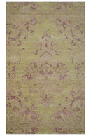Antique Style Floral Mustard and Purple 3x5 Hand knotted wool Area Rug