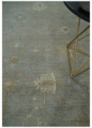 Antique style Gray and Beige 9x12 Hand knotted Oushak wool Area Rug