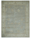 Antique style Gray and Beige 9x12 Hand knotted Oushak wool Area Rug