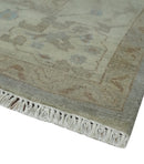 Antique style Gray and Beige 9x12 Hand knotted Oushak wool Area Rug