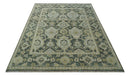 Antique style Gray, Ivory and Olive Hand knotted Traditional Oushak 9x12 wool Area Rug