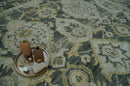 Antique style Gray, Ivory and Olive Hand knotted Traditional Oushak 9x12 wool Area Rug