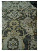 Antique style Gray, Ivory and Olive Hand knotted Traditional Oushak 9x12 wool Area Rug