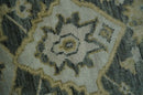 Antique style Gray, Ivory and Olive Hand knotted Traditional Oushak 9x12 wool Area Rug