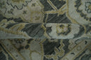 Antique style Gray, Ivory and Olive Hand knotted Traditional Oushak 9x12 wool Area Rug