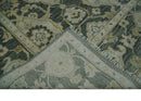 Antique style Gray, Ivory and Olive Hand knotted Traditional Oushak 9x12 wool Area Rug