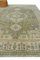 Antique Style Green, Ivory and Beige Hand knotted 9x12 wool Area Rug