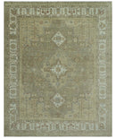 Antique Style Green, Ivory and Beige Hand knotted Heriz Serapi Multi Size wool Area Rug