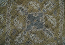 Antique Style Hand Knotted 8x10 Olive, Silver and Charcoal Traditional Low Pile Wool Area Rug