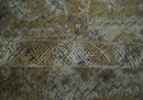 Antique Style Hand Knotted 8x10 Olive, Silver and Charcoal Traditional Low Pile Wool Area Rug