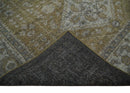 Antique Style Hand Knotted 8x10 Olive, Silver and Charcoal Traditional Low Pile Wool Area Rug