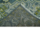 Antique Style Hand Knotted Teal, Gray and Green Traditional Heriz 8x10 wool area rug