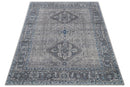 Antique Style Hand Knotted Traditional Blue and Gray Wool Area Rug