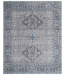 Antique Style Hand Knotted Traditional Blue and Gray Wool Area Rug