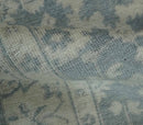 Antique Style Ivory and Charcoal Hand Knotted Traditional Oushak 2x4 wool Bedside Rug