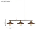 DecorBites™ Antique Style Metal Island Light with Scalloped Edges - Rustic 3-Head Pendant Lighting for Dining Table