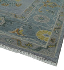 Antique Style Silver and Gray Traditional Hand knotted Oushak Custom Made wool Rug