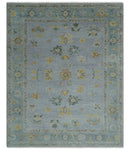 Antique Style Silver and Gray Traditional Hand knotted Oushak Custom Made wool Rug