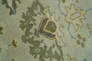 Antique Style Silver, Blue and Green 8x10 Hand Knotted Traditional Oushak wool area rug