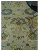 Antique Style Silver, Blue and Green 8x10 Hand Knotted Traditional Oushak wool area rug