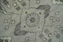 Antique Style Traditional Silver and Olive Oriental Oushak 8x10 wool Area Rug