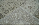 Antique Style Traditional Silver and Olive Oriental Oushak 8x10 wool Area Rug