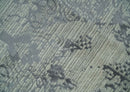 Antique Style transitional 8x11 Beige and Charcoal hand knotted Wool and art silk Area Rug