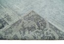Antique Style transitional 8x11 Beige and Charcoal hand knotted Wool and art silk Area Rug