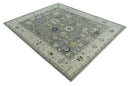 Antique look Gray and Beige Traditional Oushak Custom Made Wool Area Rug