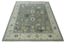 Antique look Gray and Beige Traditional Oushak Custom Made Wool Area Rug
