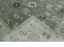 Antique look Gray and Beige Traditional Oushak Custom Made Wool Area Rug