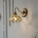 Antique teal glass and brass wall light fixture bedroom sconce