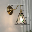 Antique teal glass and brass wall light fixture bedroom sconce