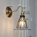 Antique teal glass and brass wall light fixture bedroom sconce
