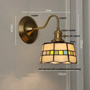 Antique teal glass and brass wall light fixture bedroom sconce
