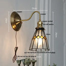 Antique teal glass and brass wall light fixture bedroom sconce