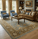 Antique Traditional Persian Gray and Brown 8x10 Hand Knotted Wool Rug