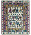 Ivory, Gold and Pink Hand knotted Traditional Boteh Design Multi size wool Area Rug