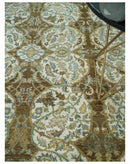 Antique Turkish 8x10 Hand Knotted Brown and Blue Wool Rug