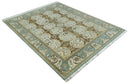 Antique Turkish 8x10 Hand Knotted Brown and Blue Wool Rug