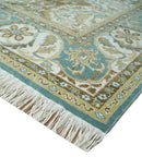 Antique Turkish 8x10 Hand Knotted Brown and Blue Wool Rug