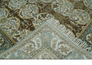 Antique Turkish 8x10 Hand Knotted Brown and Blue Wool Rug