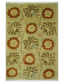 Antique Turkish Floral 8x10, 6x9, 4x6 and 2.6x10 Hand Knotted Beige, Olive and Rust Floral Persian Rug | AC5