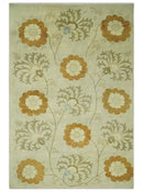 Antique Turkish Floral 8x10, 6x9, 4x6 and 2.6x10 Hand Knotted Beige, Olive and Rust Floral Persian Rug | AC5