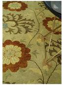 Antique Turkish Floral 8x10, 6x9, 4x6 and 2.6x10 Hand Knotted Beige, Olive and Rust Floral Persian Rug | AC5