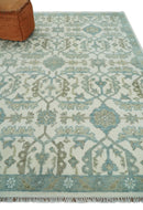 Ivory, Blue and Beige Hand knotted Traditional Large Design Multi Size wool Area Rug