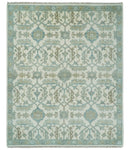 Ivory, Blue and Beige Hand knotted Traditional Large Design Multi Size wool Area Rug